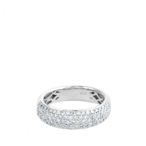 Sortija media caña ancha de oro blanco con pavé de diamantes de 0,89 quilates