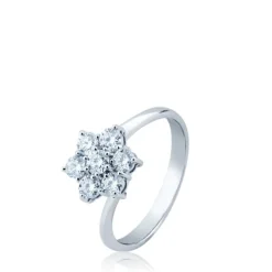 Sortija rosetón de oro blanco con diamantes