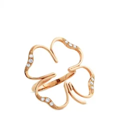 Sortija silueta cLOVEr  de oro rosa y diamantes GM