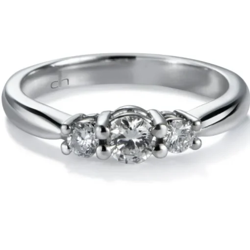 Sortija tresillo "Constanza" de oro blanco y diamantes