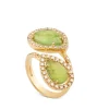 Sortija "tu y yo" de oro rosa con jade en talla marquise y orla de diamantes