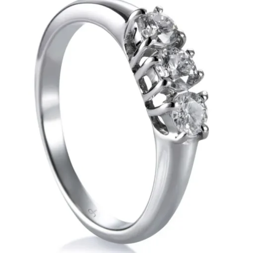 Tresillo de oro blanco con diamantes en garra